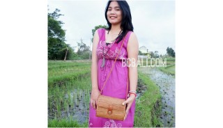 ladies fashion handmade bag purse ata grass rattan leather strap